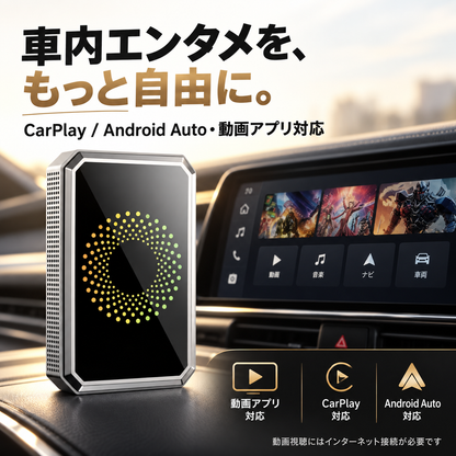 動画アプリ / CarPlay / Android Auto対応ワイヤレスアダプター
